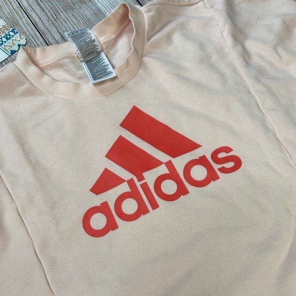 ADIDAS Pink Graphic Crewneck Pullover Sweatshirt Size Large - Picture 9 of 10